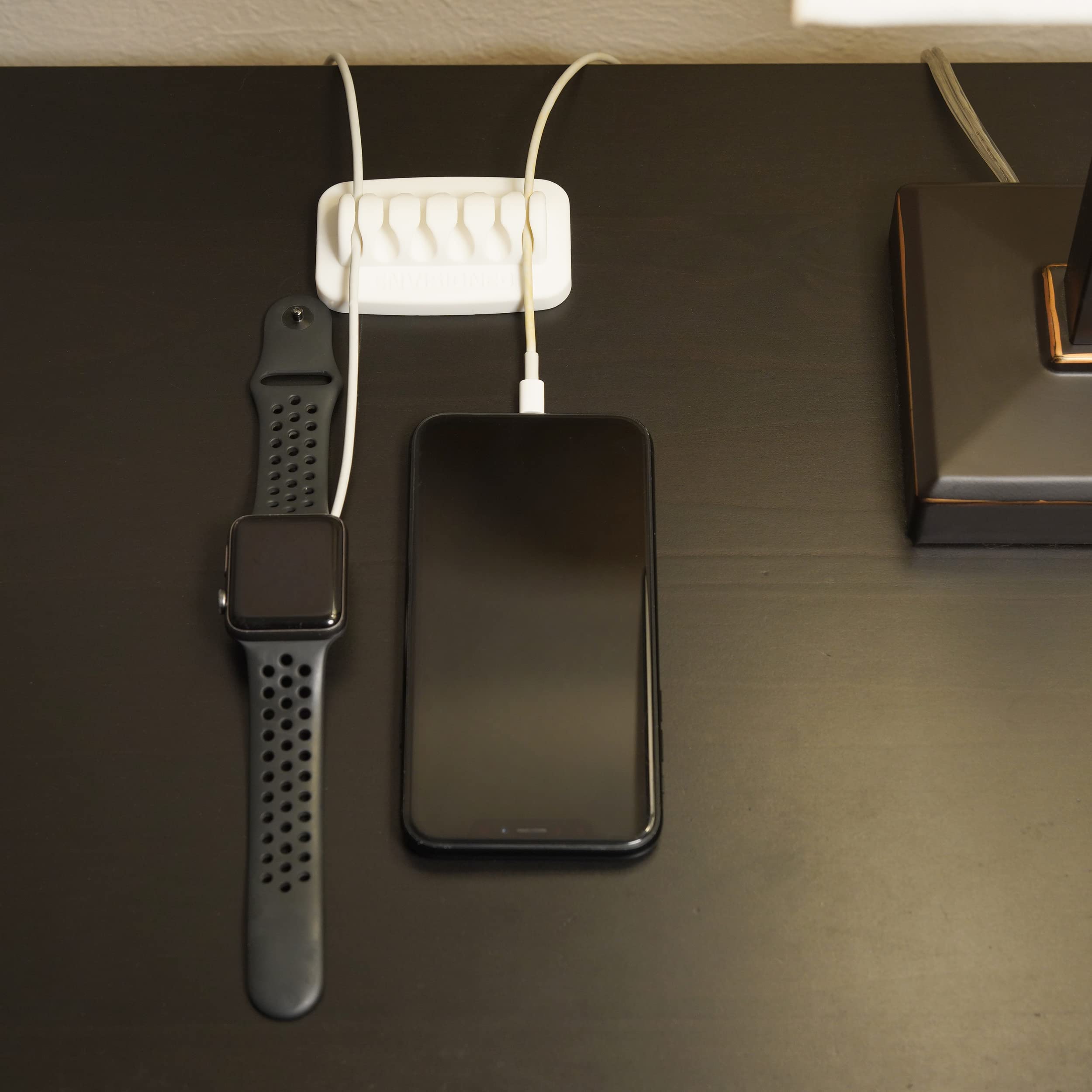 Envisioned Desktop Cable Organizer, Weighted, Eco Friendly Silicone, No Bad Smell, Bundled With 4 Reusable Cable Ties (White)